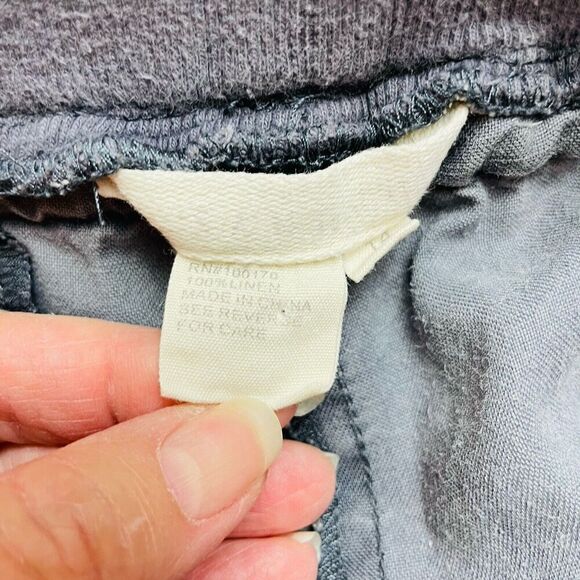 Sandro 100% Linen Pants Womens 14 Gray Wide Leg Elastic Drawstring Waist Beach - Picture 3 of 9